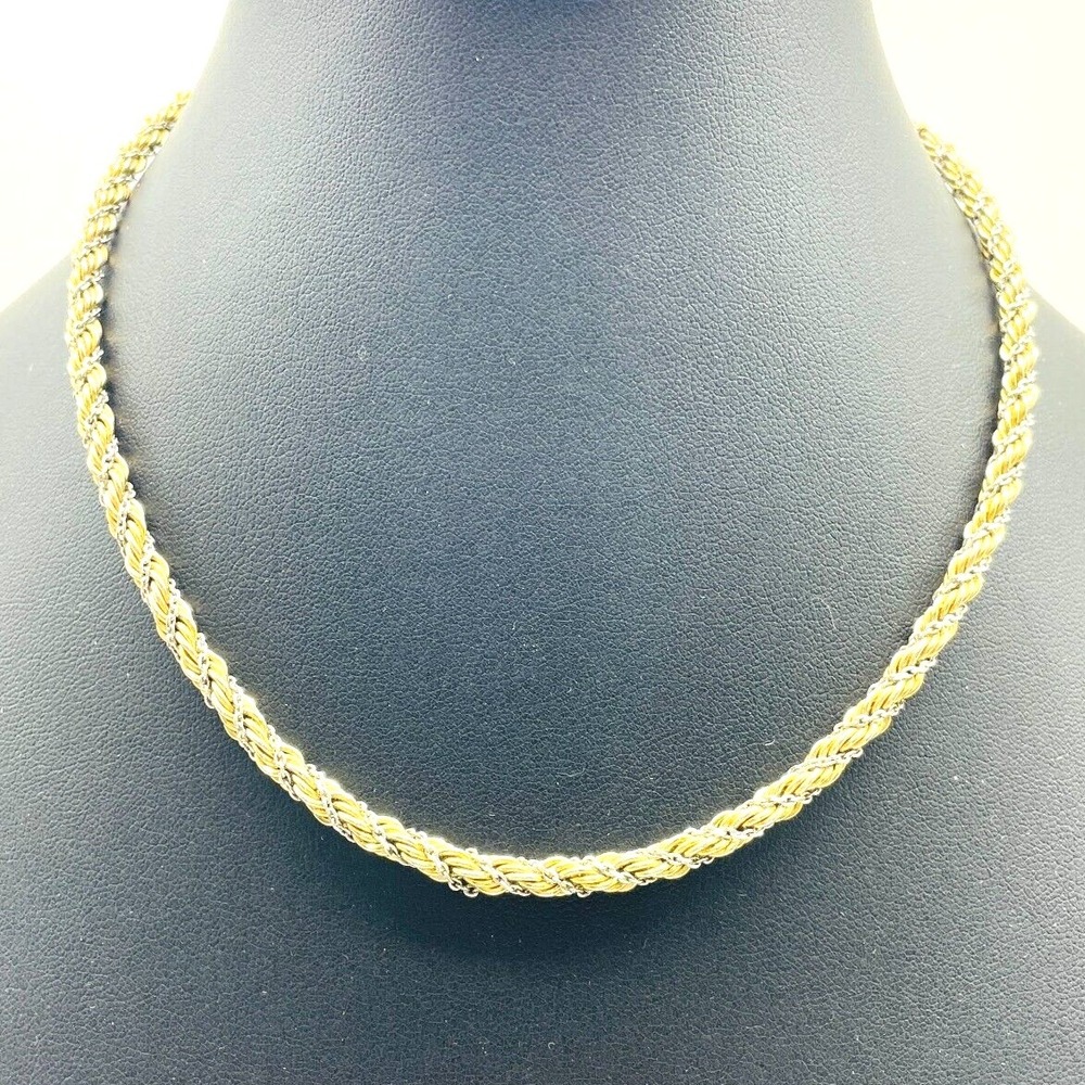 Signed MEDICI Gold Tone Braided Chain Necklace Vintage Textured Link